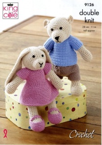 Crochet Pattern - King Cole 9126 - Cottonsoft DK - Crochet Bear and Rabbit